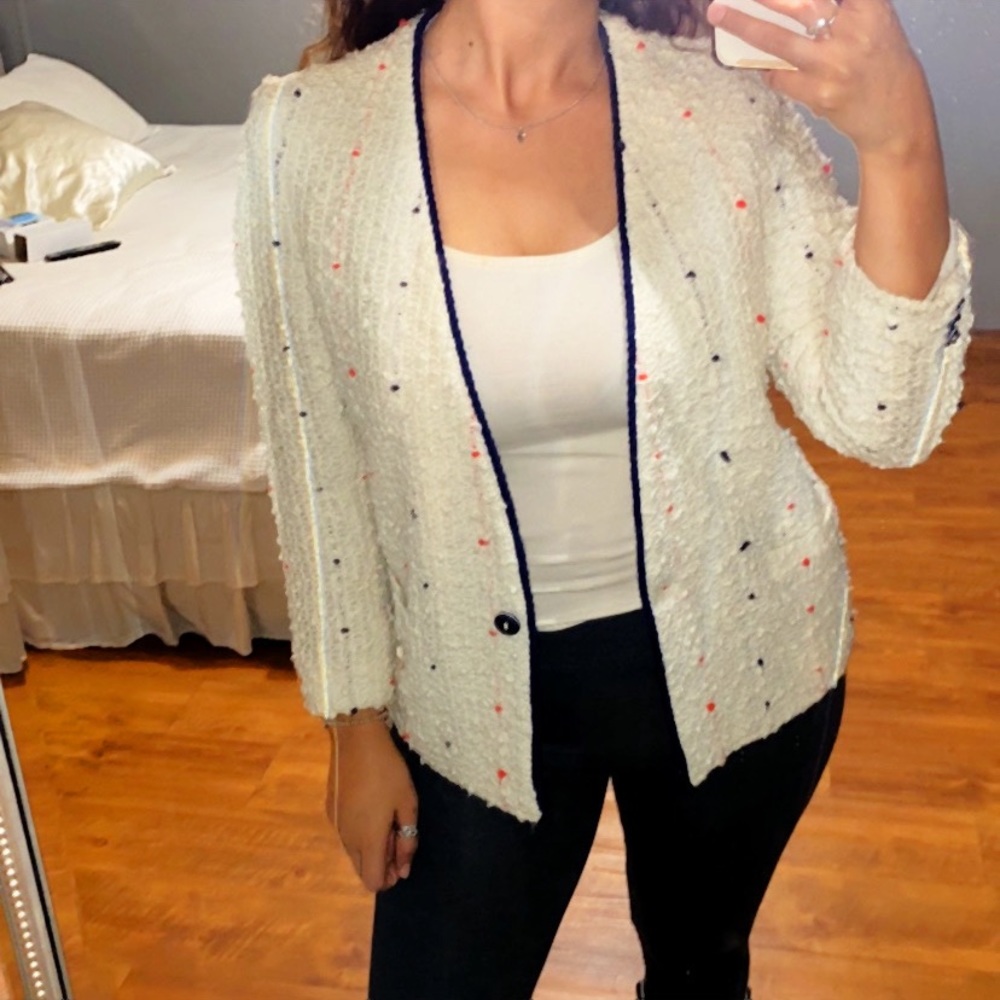 White tweed coat